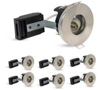 6X Paul Russells Gu10 Fire Rated Downlight Satin Nickel Bezel Recessed Ceiling Downlight Ip65 Twist & Lock Can Fitting
