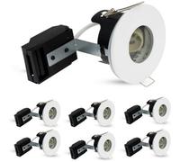 paul russells LED GU10 Recessed Ceiling Fire Rated Downlight Can with White Bezel, 65-70mm Cutout, IP65 Dust & Waterproof, Twist & Lock Design, Quick Connect, Décor Rooms, 6 Packs (NO Bulb)