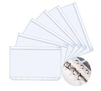 6X Pcs Plastic Binder Pockets,A6 Size 6 Holes Plastic Binder Zipper Folders Waterproof Loose Leaf Bags for Documents,Photo,Bills Organizer