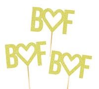 6X Personalised, Double Sided, Handmade Love/Anniversary Glitter Cupcake Toppers by Cakeshop | Custom Colour Any Initials 480gsm Glitter Cupcake Decorations | Champagne