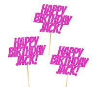 6X Personalised, Double Sided, Handmade, Superhero Happy Birthday Glitter Cupcake Toppers by Cakeshop | Custom Colour Any Name 480gsm Glitter Cupcake Decorations | Pink