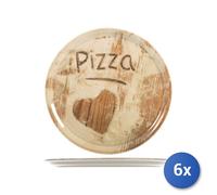 6X Pizza Plate In Porcelain Heart Design 13 Inches, Light Brown