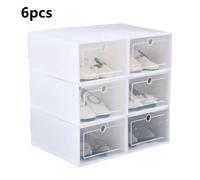 6X Plastic Shoe Storage Boxes Stackable Foldable Organiser Duarble