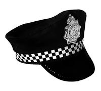 6X POLICE PANDA CAPS FANCY DRESS ACCESSORY CAP HAT WITH CHECKED BAND & BADGE BULK COP HATS
