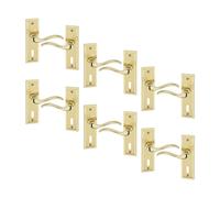(6x Polished Brass Keyhole) Porto Metal Lever Latch Door Handles Set
