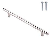 6X Polished Chrome T Bar Pull Handles 224mm for Cupboards, Cabinets, Drawers, Wardrobes & Furniture (184mm Between Fixing Holes)