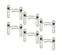 (6x Polished Nickel Keyhole) 4/6Pcs Lyon Metal Door Lever Handles Set, Fire, Stain Scratch-Resistant for All Type Interior Exterior Door w/ Easy Install Tool 120mm x 52mm Dia