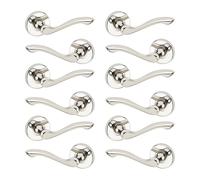 (6x Polished Nickel Rose) 4/6Pcs Kensington Metal Door Lever Handles Set, Fire, Stain Scratch-Resistant for All Type Interior Exterior Doors w/ Easy Install Tool for Multipack