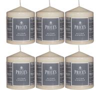6x Price’s Altar Pillar Church Candle Large Round 50 Hour Ivory - 100mm x 80mm