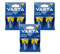 6x R-20 R20 D 1.5V alkaline batteries, Longlife Power by Varta