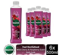 6x Radox Mineral Therapy Feel Revitalised Bath Soak w/ Cherry & Raspberry, 500ml