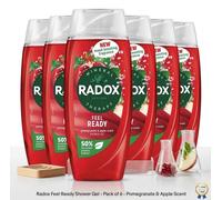 6x Radox Mineral Therapy Shower Gel Feel Ready w/ Pomegranate&apple Scent, 225ml