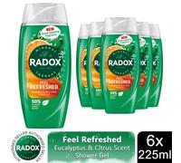 6x Radox Shower Gel Feel Refreshed With eucalyptus & citrus Scent, 225ml
