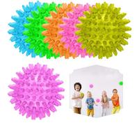 6x Random Light-Up Bouncy Spikey Balls 7cm | Anxiety Relief Sensory Fidget Toys for Kids 3+ | Neon Massage Balls, Party Bag Favours & Novelty Gifts