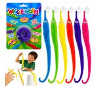 6x Random Magic Twisty Wiggle Worm 22cm Toys with Invisible String, Fuzzy Plush Worm on a String, Magic Trick Toys, Party Bag Fillers, Classroom Rewards, Novelty Gifts for Kids & Adults