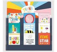6x Random Teacher Appreciation Greeting Cards with Matching Envelopes, 15cm Foil Thank You Cards for School Teachers, Individually Wrapped