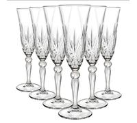 6x RCR Crystal 160ml Melodia Glass Champagne Flutes Prosecco Wedding Glasses Set