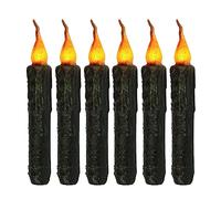 6X Real Wax Pillar Taper Candle Primitive Drip Candles Flameless Flickering LED Lights Dipped Battery Operated Halloween Wedding Party Church Décor