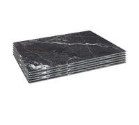 Harbour Housewares Rectangle Glass Placemats - 40cm x 30cm - Black Marble - 6x Tempered Heat-Resistant Non-Slip Rectangle Indoor Outdoor Home Kitchen Dining Table Dinner Plate Place Mat Mats Set