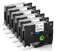 6X Replace for Brother P Touch Label Tape 12mm 0.47 Laminated White TZe-231 | TZ231 Labeling Tape Cassette for Brother PT-H110 H101C 1000 PT-D210VP D220 Ptouch Printer Tape, Black on White
