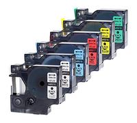 6X Replacement for Dymo D1 Label Tape 12mm x 7m Colored Tape | 45013 45010 45016 45017 45018 45019 Compatible with Dymo LabelManager 160 210D 280 420P
