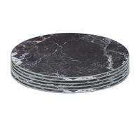 Harbour Housewares Round Glass Placemats - 30cm - Black Marble - 6x Tempered Heat-Resistant Non-Slip Rectangle Indoor Outdoor Home Kitchen Dining Table Dinner Plate Place Mat Mats Set