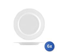 6X Round White Porcelain Plate Prague 31Cm