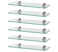 6x Rounded Glass Bathroom Shower Storage Shelves - 40cm Harbour Housewares Gold One Size