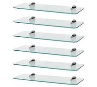 6x Rounded Glass Bathroom Shower Storage Shelves - 40cm Harbour Housewares Silver One Size