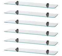 6x Rounded Glass Bathroom Shower Storage Shelves - 60cm Harbour Housewares Black One Size