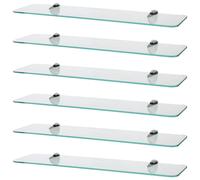 6x Rounded Glass Bathroom Shower Storage Shelves - 60cm Harbour Housewares Silver One Size