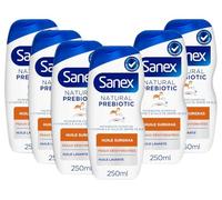 6x Sanex - Natural Prebiotic Surgras Shower Gel Bottle - Dehydrated skin - 250 ml-unit