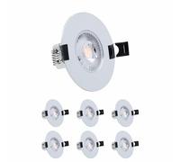 6X Sanlumia LED Recessed Downlight IP44 Ultra Slim Mains Powered Intergrated Flat Spotlight,7W 600lm,38 Beam Angle, 6400K Cool White, Chrome Finish Spot Ceiling Kitchen Bedroom Bathroom Living Room