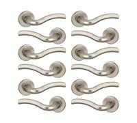 Urbn-Living Urbnliving 118mm Length 12Pcs Algrave Metal & Satin Nickel Lever Latch Door Handle Set