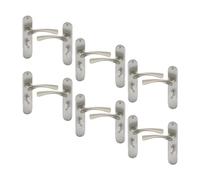 (6x Satin Nickel Bathroom) 4/6Pcs Lyon Metal Door Lever Handles Set, Fire, Stain Scratch-Resistant for All Type Interior Exterior Door w/ Easy Install Tool 120mm x 52mm Dia