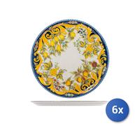 6X Saturnia Pizza Plate In Decorated Porcelain Tuscany 13 Inches, Multicolor