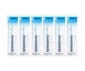 6x Sensodyne Search 3.5 Toothbrushes for Sensitive Teeth - Gentle Round Filaments, Slim Neck, Easy-Grip, 4 Colour Variants