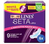 6x Silk Ultra Long Wings 9 Pieces Absorbent Made In Italy