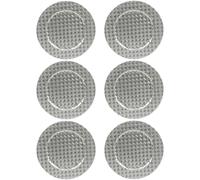 (6x Silver Mosaic Weave) 33cm Charger Plates Set Silver Gold 3D Placemats Box Mosaic Weave Pyramid Design