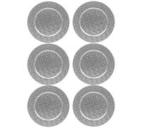 (6x Silver Pyramid) 33cm Charger Plates Set Silver Gold 3D Placemats Box Mosaic Weave Pyramid Design