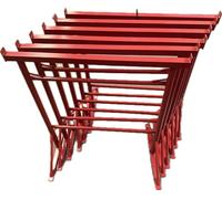 6X Size.3 Industrial Steel Trestle Stand | Heavy Duty Adjustable Sawhorse Work Support Frame for Workshop Garage Construction | Stable Foldable Red Metal Stands