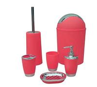 6x Solid Luxury Plastic Bathroom Accessories Set Wash Suit Red