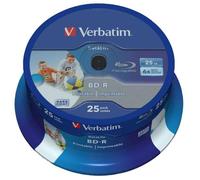 6x Speed BD-R SL Wide Inkjet Printable Blank Blu-ray Discs 25 Pack VERBATIM