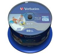 6x Speed BD-R SL Wide Inkjet Printable Blank Blu-ray Discs 50 Pack VERBATIM