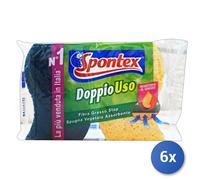 6x Sponge + Fiber Dual Use 2 Pieces Spontex