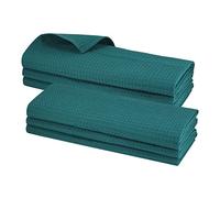6x tea towels, 100 % cotton, waffle texture, kitchen towel, cleaning cloth, teal, petrol