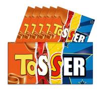 6x Tosser Rude Chocolate Bar Wrappers. Funny Joke Husband Wife Birthday Work Xmas Secret Santa Get Well Soon Gift Novelty Prank Insult Fun Friend Present. Pack of 6. (Chocolate Not Included)