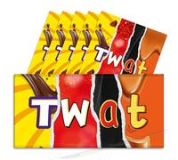 6x Twat Funny Chocolate Bar Wrappers. Rude Joke Husband Wife Birthday Work Secret Santa Gift Novelty Prank Fun Friend Present (Chocolate Not Included). Pack of 6.