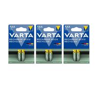 6x Varta Recharge Accu Recycled AAA 800mAh NiMH Rechargeable HR03