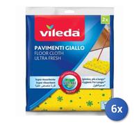 6x Vileda Microforated Yellow Floor Cloth 30% Microfiber 50X60Cm 2 Pcs